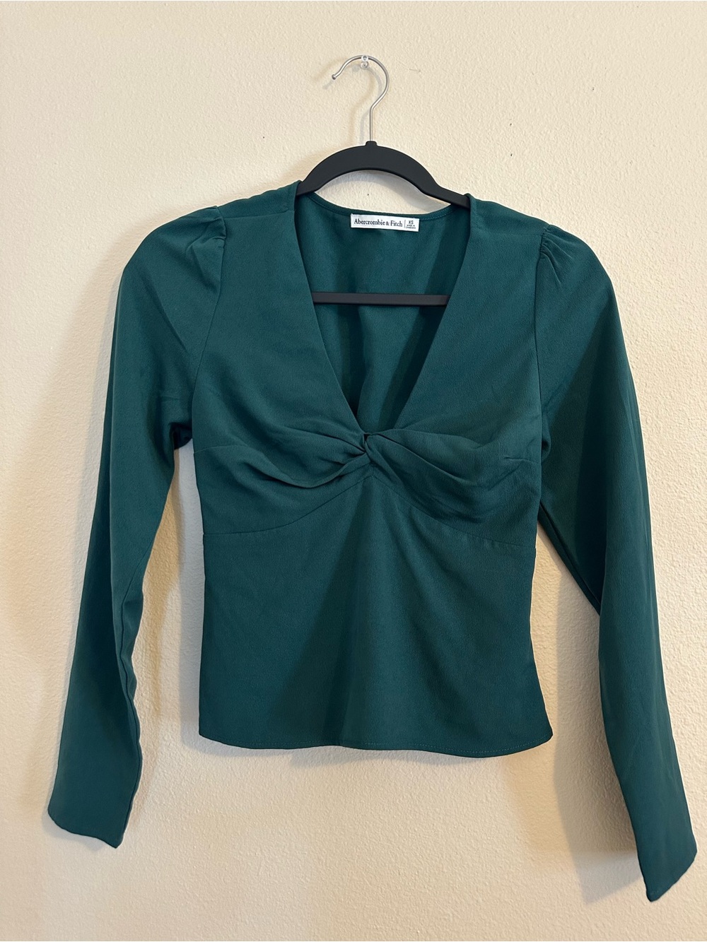 Abercrombie & Fitch Teal Twist-Front Long Sleeve Top